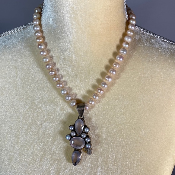 Necklace- Freshwater Pearls & Rose Quartz